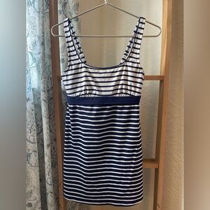 Lands' End Navy and White Striped bathing suit Dress